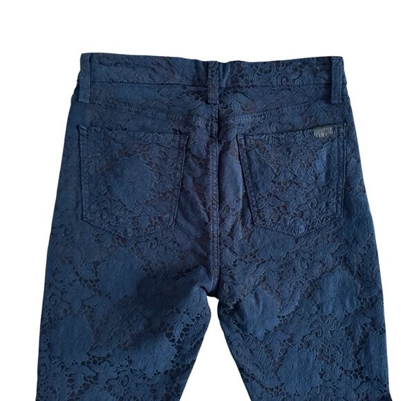 7 for all Mankind Jen 7 Lace Overlay Pants Women sz 4 Navy ankle skinny Feminine - Picture 10 of 13